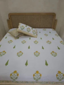 Handblock Printed Reversible Quilted Bedcover 108*108