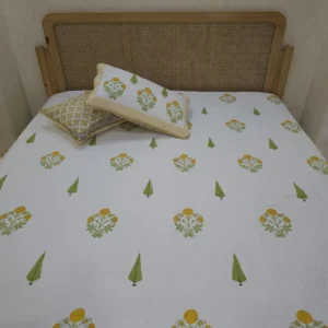 Handblock Printed Reversible Quilted Bedcover 108*108
