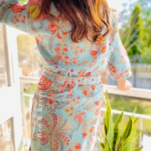 Maya Blue Waffle Cotton Bath Robe